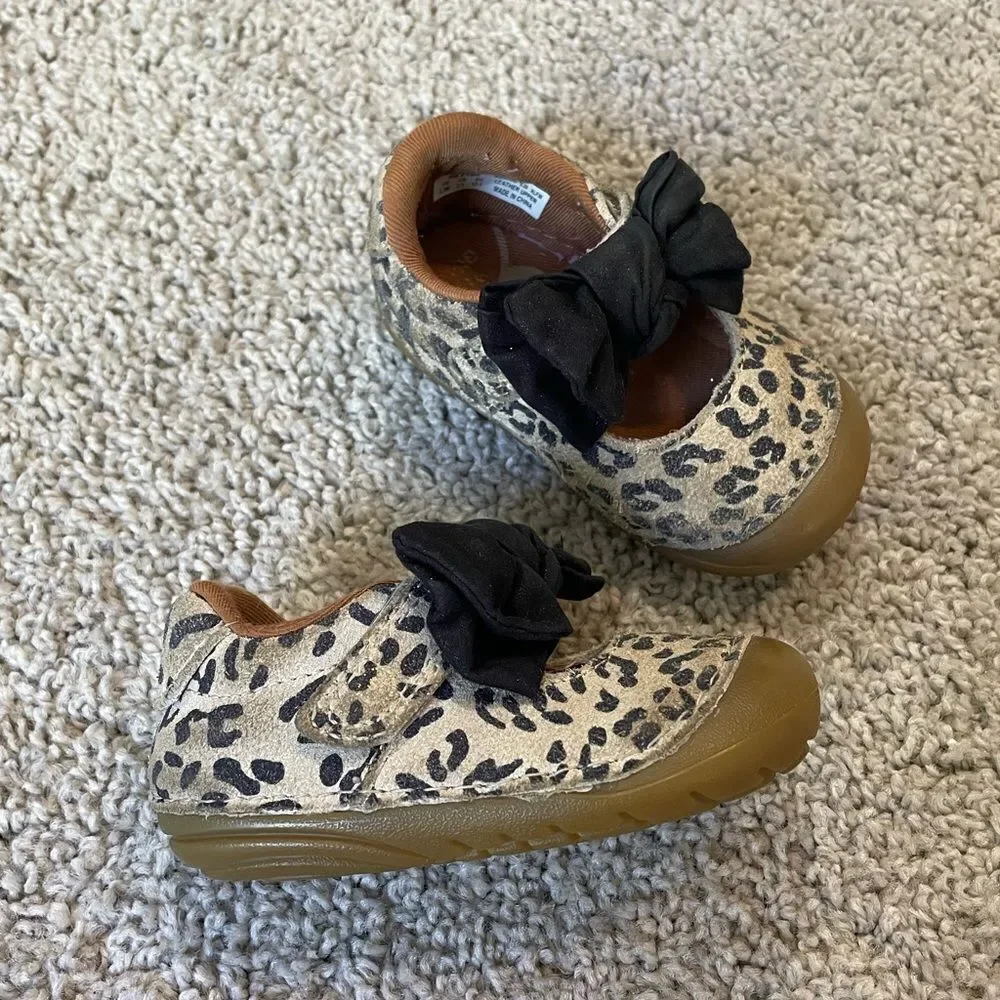 Baby Girl Leopard Print Shoes with Bow